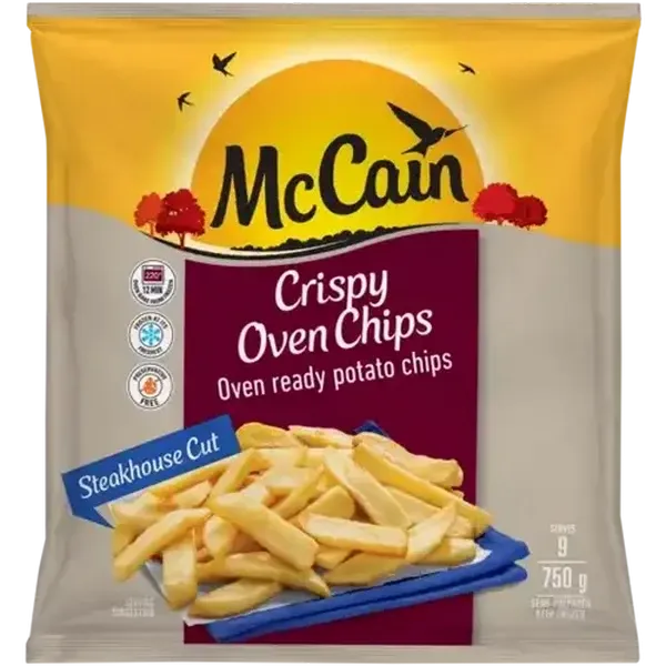 McCain Frozen Steakhouse Cut Crispy Oven Potato Chips 750g