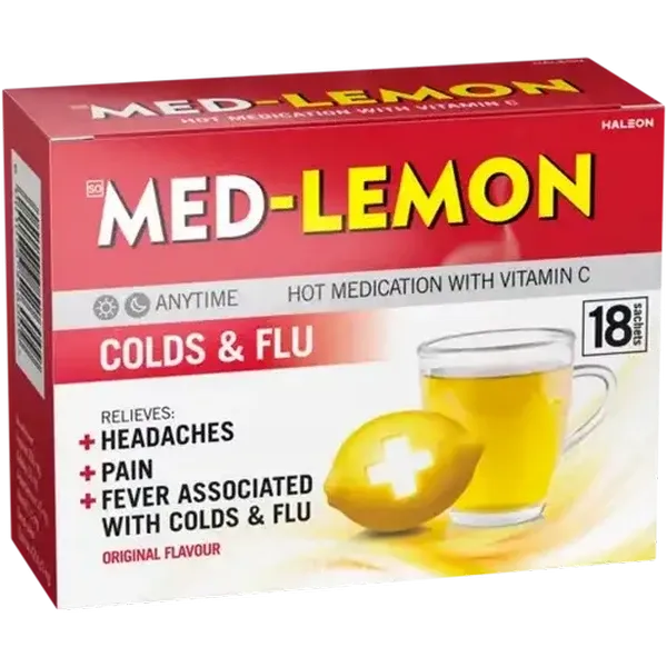 Med-Lemon Original Flavour Hot Medication 18 Pack