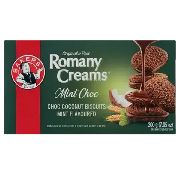 Bakers Romany Creams Mint Flavoured Chocolate Biscuits 200g