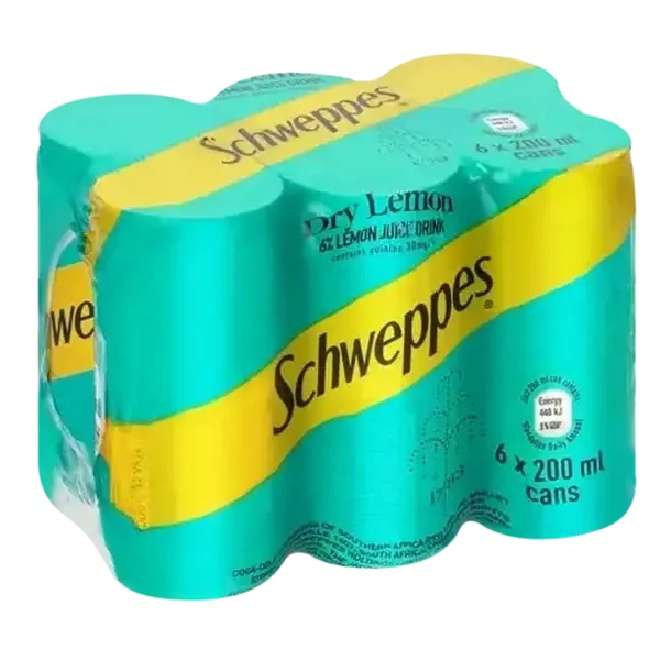 Schweppes Dry Lemon Soft Drink Cans 6 x 200ml