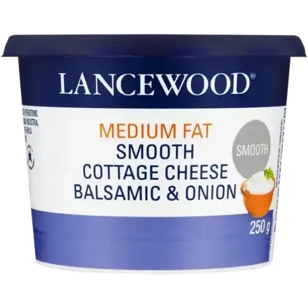 LANCEWOOD Balsamic & Onion Medium Fat Smooth Cottage Cheese 250g