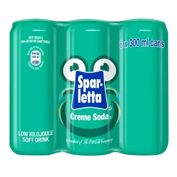 Sparletta Creme Soda Soft Drink Cans 6 x 300ml