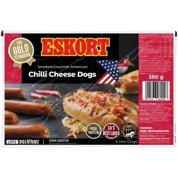 Eskort Smoked Gourmet Chilli Cheese Hot Dogs Pack 380g