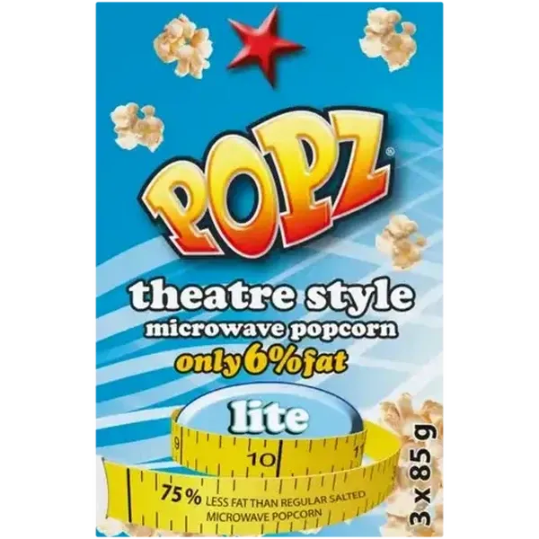 Popz! Lightly Salted Microwave Popcorn Sachet 3 x 85g