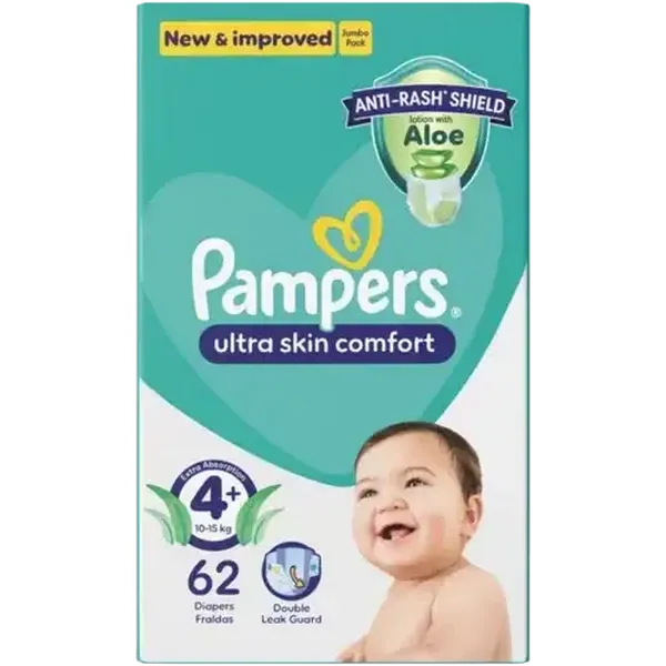 Pampers Size 4+ 10-15kg Disposable Nappies 62 Pack
