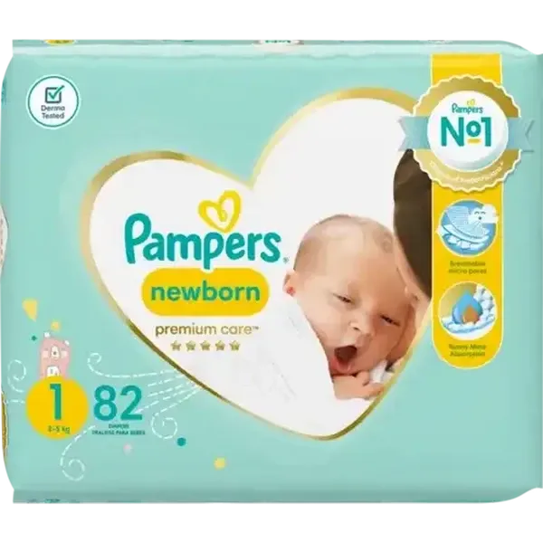 Pampers Premium Care New Baby-Dry Size 1 2-5kg Diapers 82 Pack