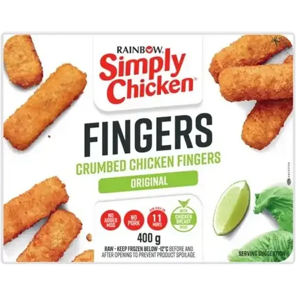 RAINBOW Simply Chicken Frozen Crumbed Chicken Fingers 400g