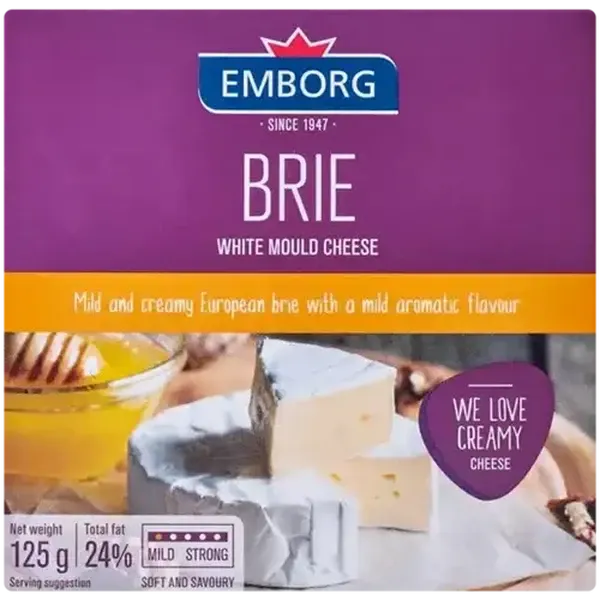 Emborg Brie White Mould Cheese Pack 125g