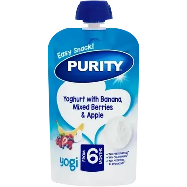 PURITY From 6 Months Yoghurt with Banana, Mixed Berries & Apple Yogi 110ml