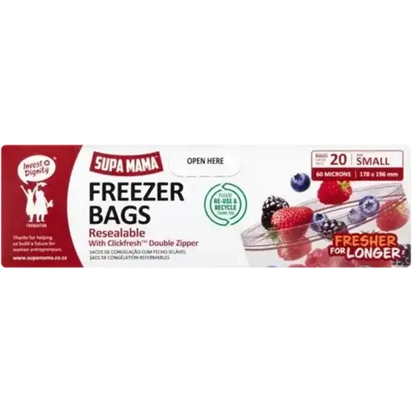 Supa Mama Resealable Freezer Bags 20 Pack