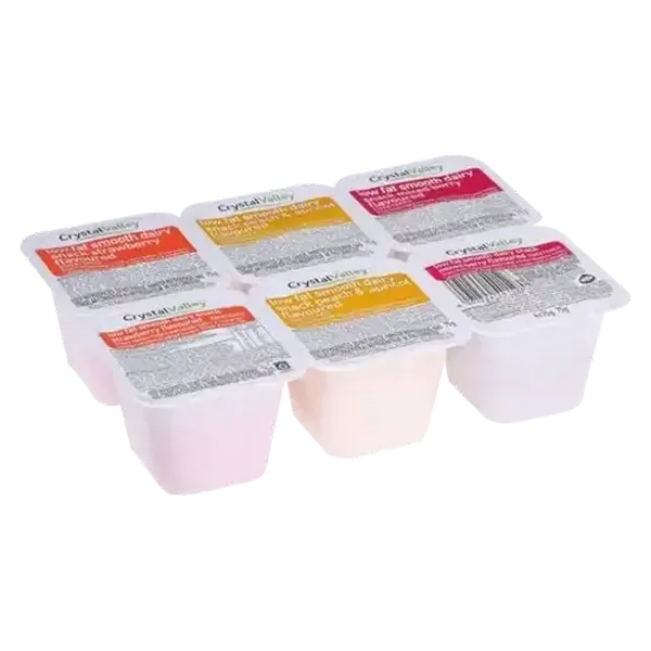 Crystal Valley Strawberry, Peach & Apricot & Mixed Berry Flavoured Smooth Low Fat Dairy Snack 6 x 7…