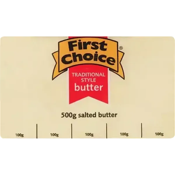 First Choice Traditional Style Salted Butter Brick 500g