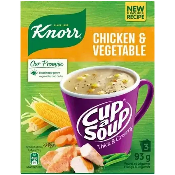 Knorr Cup-a-Soup Thick & Creamy Chicken & Vegetable Instant Soup 3 x 31g