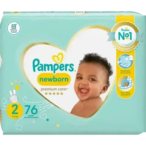 Pampers Premium Care New Baby-Dry Size 2 3-8kg Diapers 76 Pack