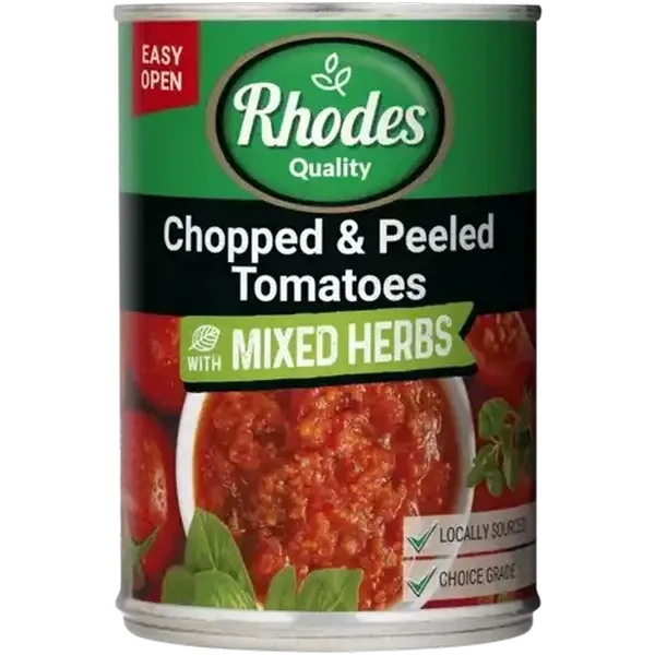 Rhodes Quality Chopped & Peeled Tomatoes with Mixed Herbs 410g