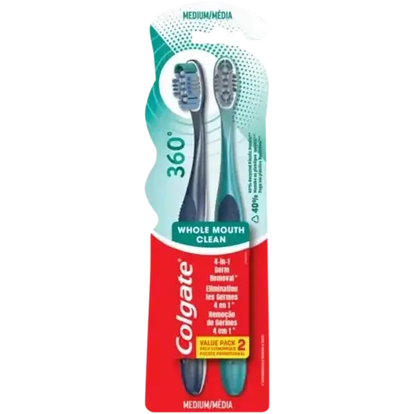 Colgate 360° Medium Toothbrush 2 Pack