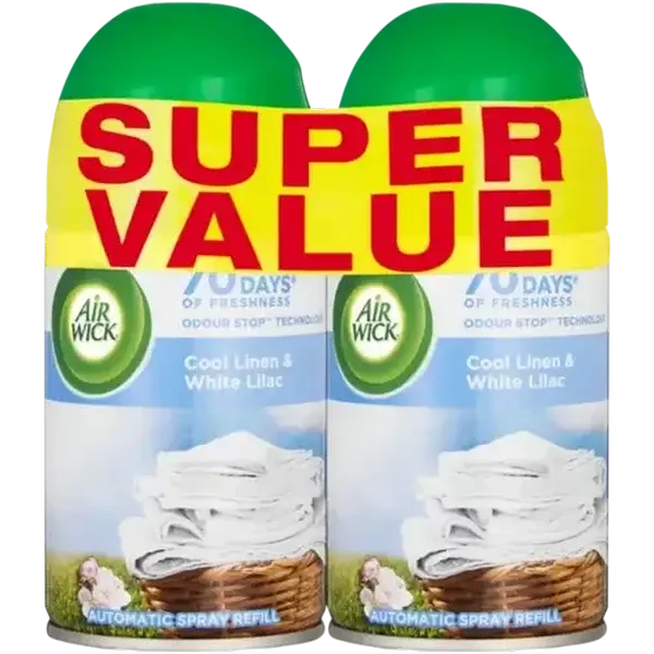 Airwick Clean Linen & White Lilac Automatic Spray Refill 2 x 250ml