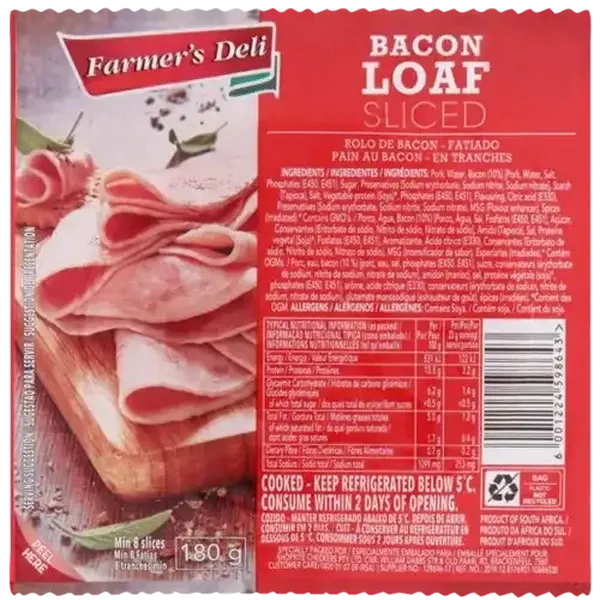 Farmer's Deli Sliced Bacon Loaf 180g