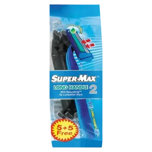 Super-Max Long Handle Disposable Razors 10 Pack