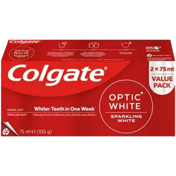 Colgate Optic White Sparkling White Whitening Toothpaste 2 x 75ml