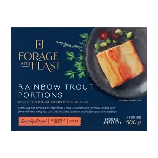 Forage And Feast Frozen Rainbow Trout Portions 500g