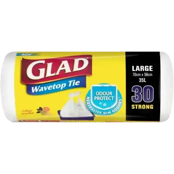 Glad White Wavetop Tie Refuse Bags 30 Pack