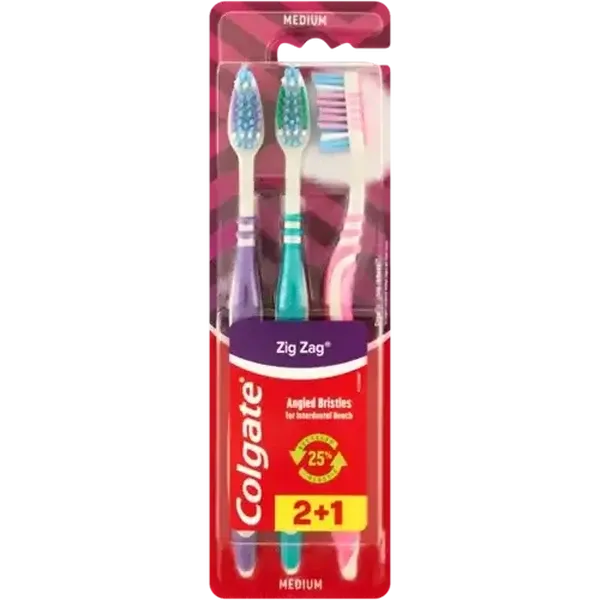 Colgate Zig Zag Medium Toothbrushes 3 Pack
