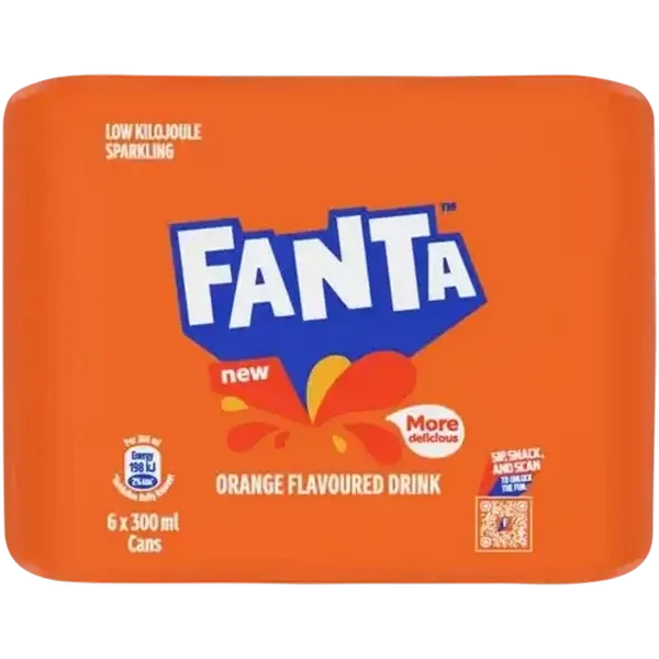 Fanta Orange Flavoured Sparkling Soft Drink Cans 6 x 300ml