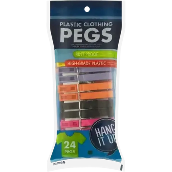 Hang It Up! Plastic Clothing Pegs 24-Pack