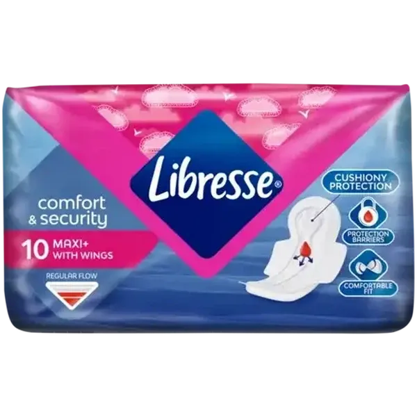 Libresse Regular Flow Maxi+ Sanitary Pads with Wings 10 Pack