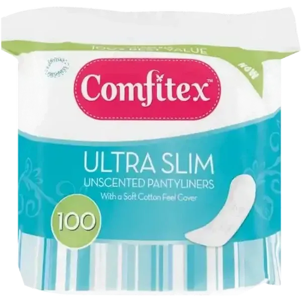 Comfitex Ultra Slim Unscented Pantyliners 100 Pack