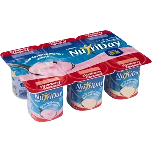 Danone NutriDay Strawberry Flavoured Low Fat Smooth Yoghurt 6 x 100g