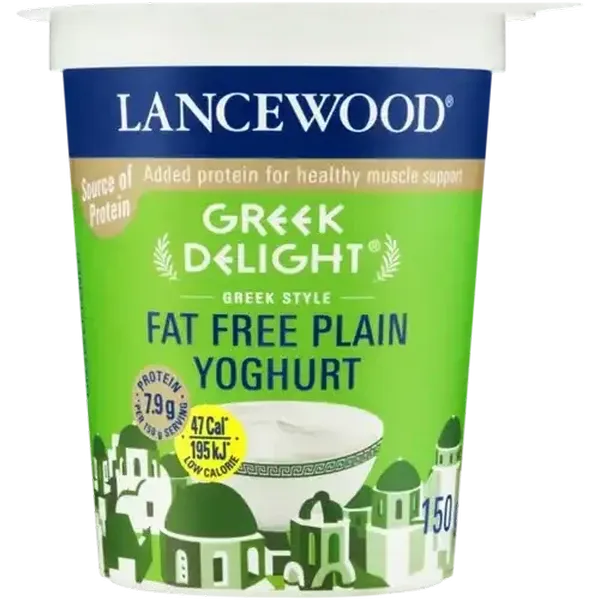 LANCEWOOD Greek Delight Fat Free Plain Yoghurt 150g