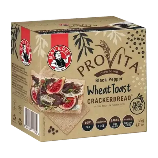 Provita Black Pepper Wheat Toast Cracker Bread 125g