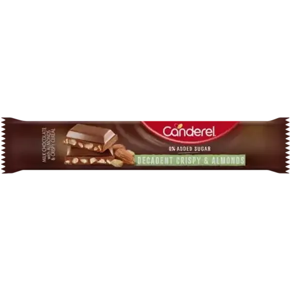 Canderel Decadent Crispy & Almonds Milk Chocolate Bar 27g