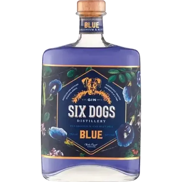 Six Dogs Blue Gin Bottle 750ml