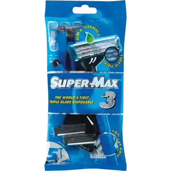 Super-Max Triple Blade Disposable Razors 5 Pack