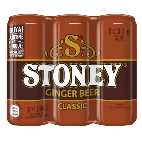 Stoney Ginger Beer Classic Soft Drink Cans 6 x 300ml