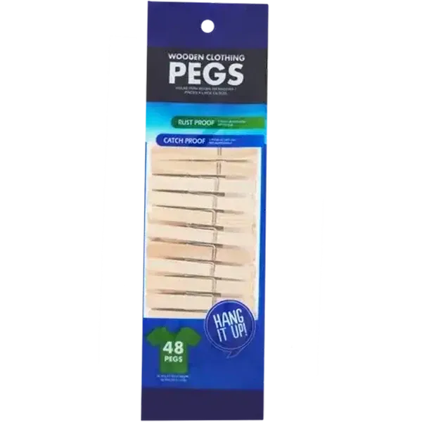 Wooden Clothing Pegs 48-Pack