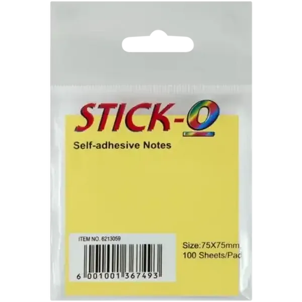 Stick-O Yellow Self-Adhesive Sticky Notes 100-Pack