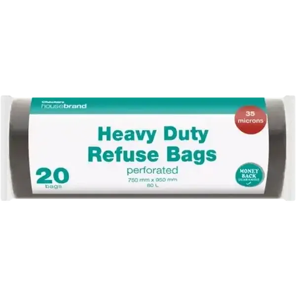 Checkers Housebrand Heavy Duty Refuse Bags 80L 750mm x 950mm 20 Pack