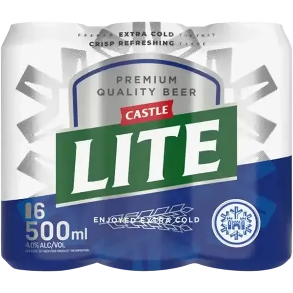 Castle Lite Premium Beer Cans 6 x 500ml