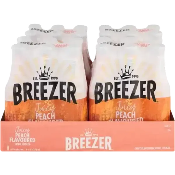 Breezer Peach Flavoured Spirit Cooler Bottles 24 x 275ml