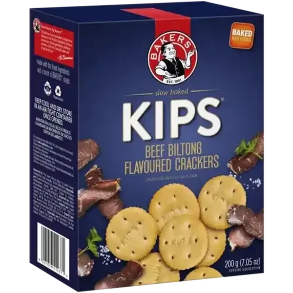Bakers Kips Beef Biltong Flavoured Crackers 200g