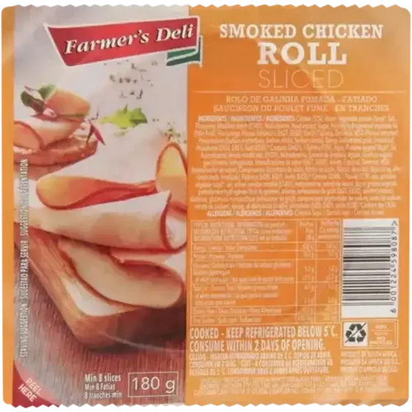 Farmer's Deli Sliced Smoked Chicken Roll 180g