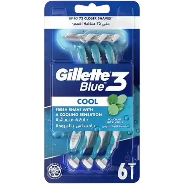 Gillette Blue3 Blue Cool Disposable Razors 6 Pack