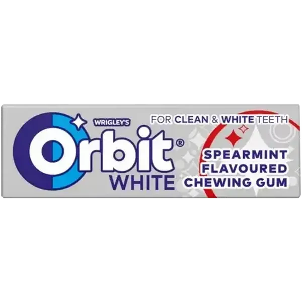 Orbit Professional White Spearmint Flavoured Sugar Free Chewing Gum 10 Pack