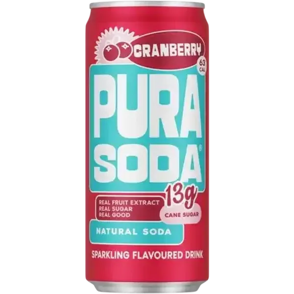 PURA Soda Cranberry Sparkling Flavoured Soft Drink Can 300ml