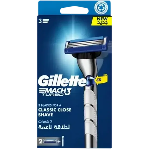 Gillette MACH3 Turbo 3D Motion Razor Blades with Handle 3 Piece