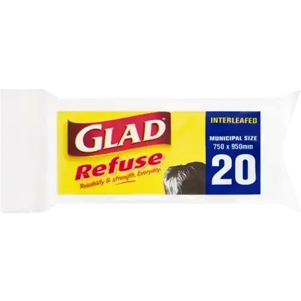 Glad Black Municipal Size Refuse Bags 20 Pack